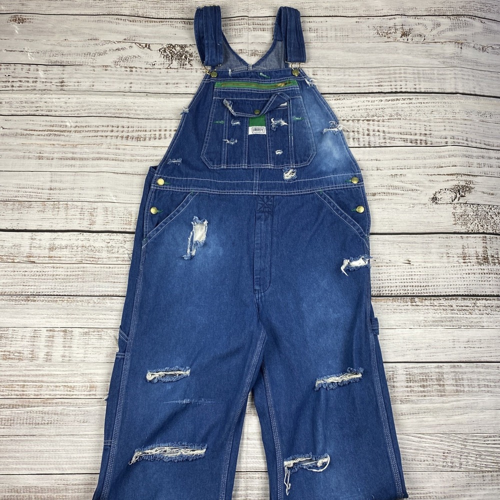 Liberty Overalls Thrashed Vintage Men's 38x28 90's USA Grunge Cutoffs Distressed
